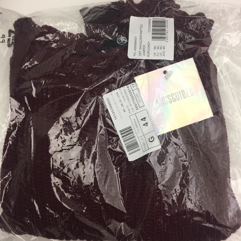 MISSGUIDED off the shoulder kitted sweater NEW
